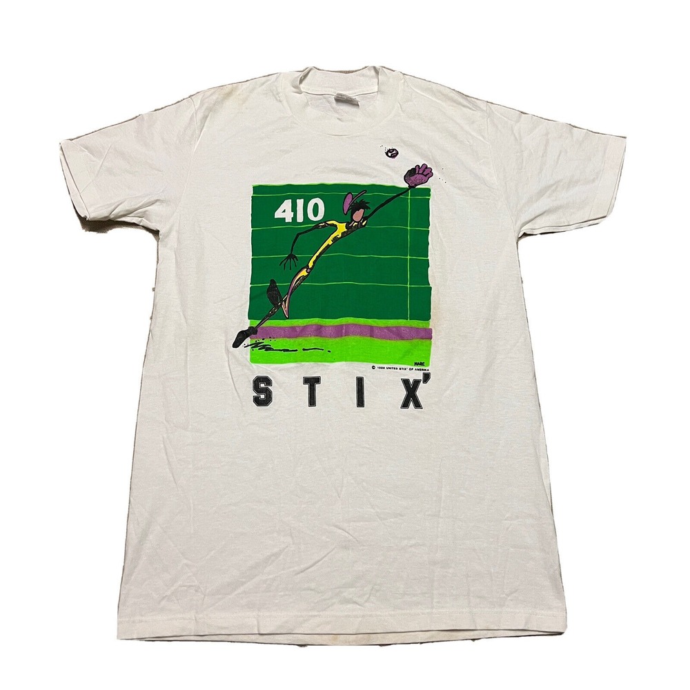 Stix‎ T Shirt Mens M Baseball Cartoon Single Stitch Vintage 80s 410 Graphic